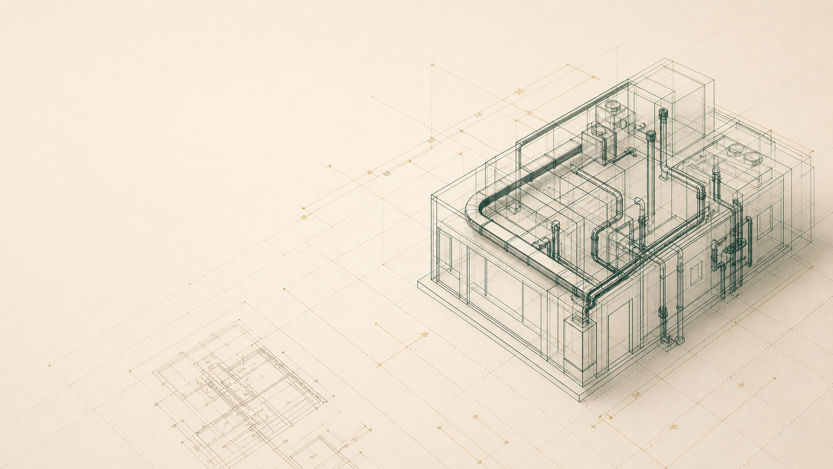 Minimal engineering and BIM line drawing
